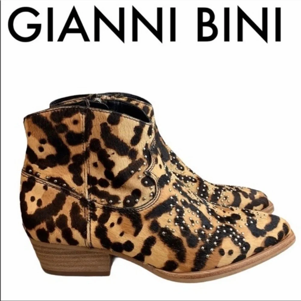 🐆GIANNI BINI STUDDED LEOPARD BOOTIES